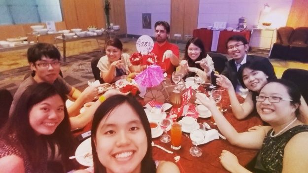 Puay Ling (in front) with the rest of the lab at the CSI Dinner and Dance